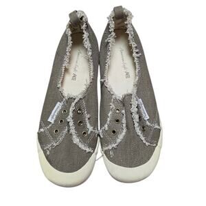 American Eagle Y2K Distressed Canvas Flats Size 8 Olive Drab 2000s Sleaze